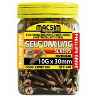 Self Drilling Wafer Head Screws 10G-24 x 30mm | 200 Bottle Pack | 23WK1030