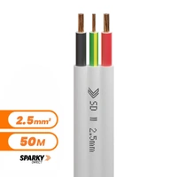 25TE50 | 50M Cut 2.5mm Twin & Earth Flat Cable | Pvc / Pvc | 7-067-2ERB