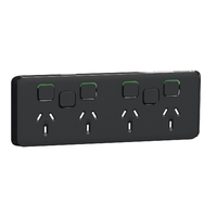 Clipsal Iconic 3015-4XXC-XB | Skin Socket Switch Horizontal Quad 2 Extra Switch Black (Skin Only)