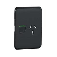 Clipsal Iconic 3015VC-XB | Vertical Single 10A Power Point Skin Black | (SKIN ONLY)