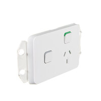 Clipsal Iconic 3015XA-VW | Single Switch Socket Outlet, Horizontal Mount, 250V, 10A with Removable Extra Switch