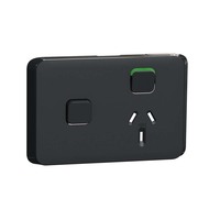 Clipsal Iconic 3015XC-XB | Single 10A Power Point Extra Switch Skin Black | (SKIN ONLY)