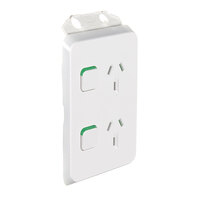 Clipsal Iconic 3025V-VW | Twin Switch Socket Outlet, Vertical Mount, 250V, 10A