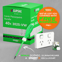 Clipsal Iconic Powerpoint Bundle 40 x 3025-VW | Double Power Point GPO 10 Amp | Vivid White
