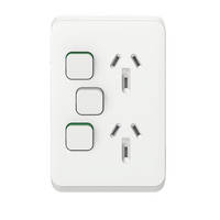 Clipsal Iconic 3025VXA-VW | Twin Switch Socket Outlet, Vertical Mount, 250V, 10A with Removable Extra Switch