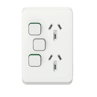 Clipsal Iconic 3025VXA-VW | Twin Switch Socket Outlet, Vertical Mount, 250V, 10A with Removable Extra Switch