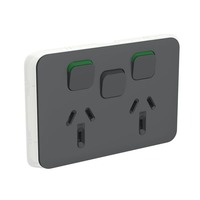 Clipsal Iconic 3025XC-AN | Double Power Point Extra Switch Skin Anthracite | (SKIN ONLY)