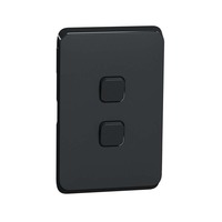 Clipsal Iconic 3042C-XB | 2 Gang Switch Plate Cover Black | (Skin Only)