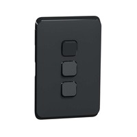 Clipsal Iconic 3043C-XB | 3 Gang Switch Plate Cover Black | (Skin Only)