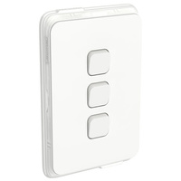 Clipsal Iconic 3043V44-VW | Switch 3 Gang IP44 10Amp Vivid White | Wet Areas Product main image