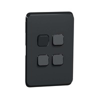 Clipsal Iconic 3044C-XB | 4 Gang Switch Plate Cover Black | (Skin Only)