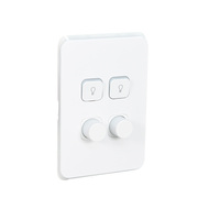 Clipsal Iconic 3044VA-2DIM-2Light Dolly-VW | 4 Gang complete 2 x Dimmer Switch | 2 x Light Dolly