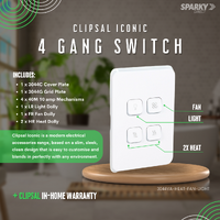 Clipsal Iconic 3044VA-Heat-Fan-Light VW | 4 Gang complete switch 10...