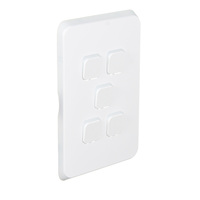 Clipsal Iconic 3045C-VW | 5 Gang Switch Plate Cover | Vivid White | (Skin Only)