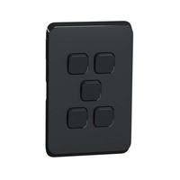 Clipsal Iconic 3045C-XB | 5 Gang Switch Plate Cover Black | (Skin Only)