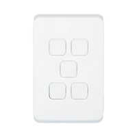 Clipsal 3045C-XW | Iconic 5 Gang Switch Cover | Extra White | (SKIN ONLY)