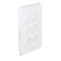 Clipsal Iconic 3046C-VW | 6 Gang Switch Plate Cover | Vivid White | (Skin Only)
