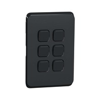 Clipsal Iconic 3046C-XB | 6 Gang Switch Plate Cover Black | (Skin Only)