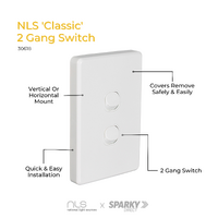 NLS 30618 | 2 Gang Switch 10 Amp | 'Classic' Style White