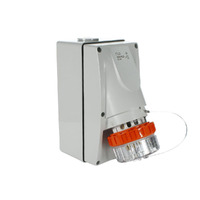 NLS 30801 | Weather Protected Appliance Inlet | 3 Round Pins 32amp 500V IP66 (Grey/Orange)