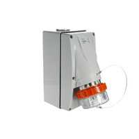 NLS 30802 | Weather Protected Appliance Inlet | 5 Round Pins 32amp 500V IP66  (Grey/Orange)