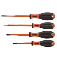 Klein Tools 32690-INS | 4-Piece Ergonomic-Grip Insulated Screwdriver Set (Orange and Graphite)