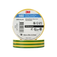 3M 3M160-YG | Vinyl Electrical Insulation Tape Green/Yellow 18mm x 0.15mm x 20m | 600V