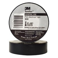 3M 3M1610-BK | Vinyl Electrical Insulation Tape Black 18mm x 0.15mm x 20m | Single Buy