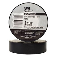 3M 3M1610-BK | Vinyl Electrical Insulation Tape Black 19mm x 0.15mm x 20m | Single Buy