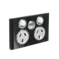 CLIPSAL SATURN 4025USBC-EB | 10A Double Power Point C/W USB | Espresso Black