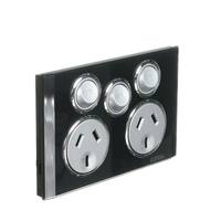 CLIPSAL SATURN 4025XA-EB | 10Amp Double Power Point | Removable Extra Switch | Espresso Black