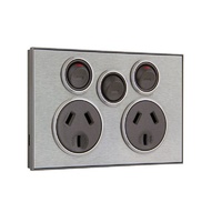 CLIPSAL SATURN 4025XA-HS | 10Amp Double Power Point | Removable Extra Switch | Horizon Silver