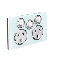 CLIPSAL SATURN 4025XA-OM | 10Amp Double Power Point | Removable Extra Switch | Ocean Mist