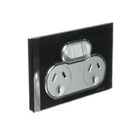 CLIPSAL SATURN 4025X-EB | 10Amp Double Power Point | With Extra Switch | Espresso Black