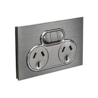CLIPSAL SATURN 4025X-HB | 10Amp Double Power Point | With Extra Switch | Horizon Black