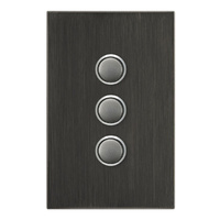 CLIPSAL SATURN 4063PBL-HB | 3 Gang Pushbutton LED Switch | Horizon Black