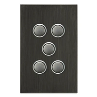 CLIPSAL SATURN 4065PBL-HB | 5 Gang Pushbutton LED Switch | Horizon Black