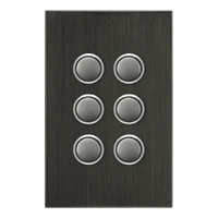 CLIPSAL SATURN 4066PBL-HB | 6 Gang Pushbutton LED Switch | Horizon Black