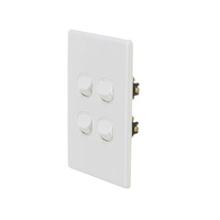 4C Slimline 4 Gang Wall switch 16Amp 250v | Elegant Range | White