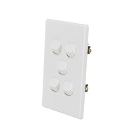 4C Slimline 5 Gang Wall switch 16Amp 250v | Elegant Range | White