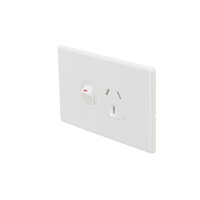 4C Slimline Single Power Point 10Amp 250v | Elegant Range | White