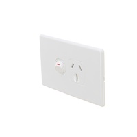 4C Slimline Single Power Point 15Amp 250v | Elegant Range | White