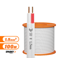 Electra Cables 7-050-2RW | 1.5mm Twin Flat Red & White Cable | Pvc / Pvc 100mtrs