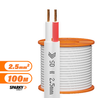 2.5mm Twin Flat Red & White Cable | Pvc / Pvc 100mtrs