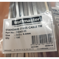 Cable Ties Stainless Steel ALCTIE362-SS | 360mm x 4.6mm (100) Pack