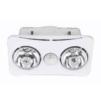 MERCATOR BS122CSWWH | Ardene Duo 2 x Heat, 42w R63 Halogen Light Fan Bathroom Heater (White)