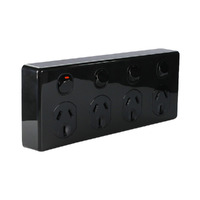 Clipsal Classic C2015D4-BK | Quad Gang power point 10 Amp | Black