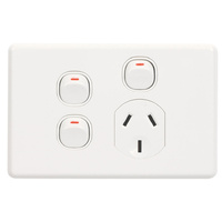 Clipsal Classic C2015XX-WE | 10Amp Single Power Point With 2 Extra Switches White