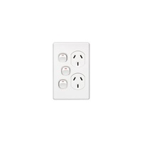 Clipsal C2025VXAWE | Double power point GPO With Extra Switch Vertical 10Amp 250v White (Classic Series)
