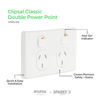 Clipsal Classic C2025-WE | 10 amp Double Power Point | White